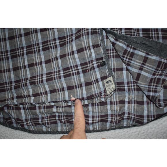 Buffalo David Bitton Button Up Dress Shirt Mens Size 2XL Gray Plaids Elbow Pads - Picture 6 of 10